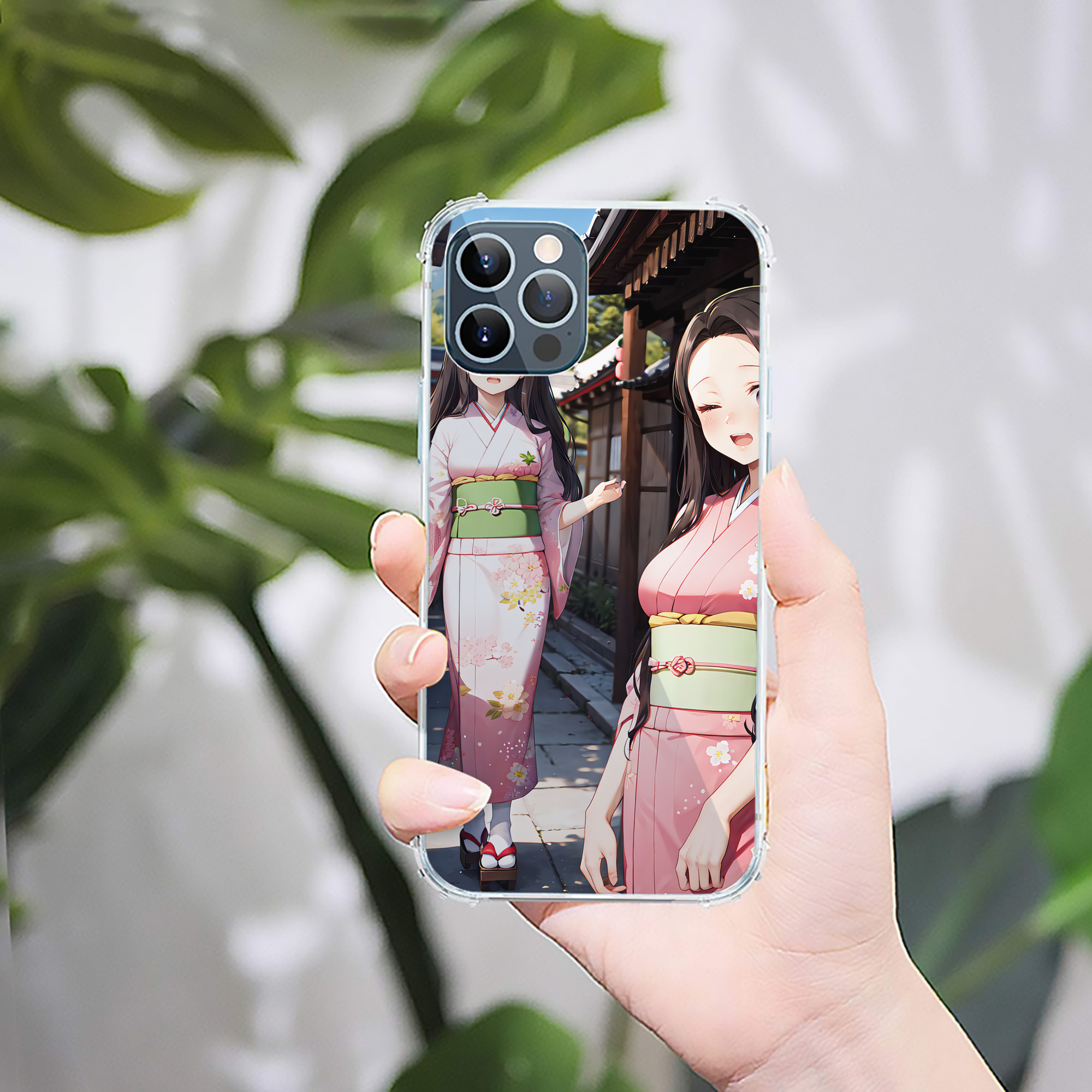（画像用） 鬼滅の刃（きめつのやいば）竈門 禰󠄀豆子／かまど ねずこ Kamado Nezuko 【iPhone 12シリーズ対応】透明スマホケース（クリアソフトケース）